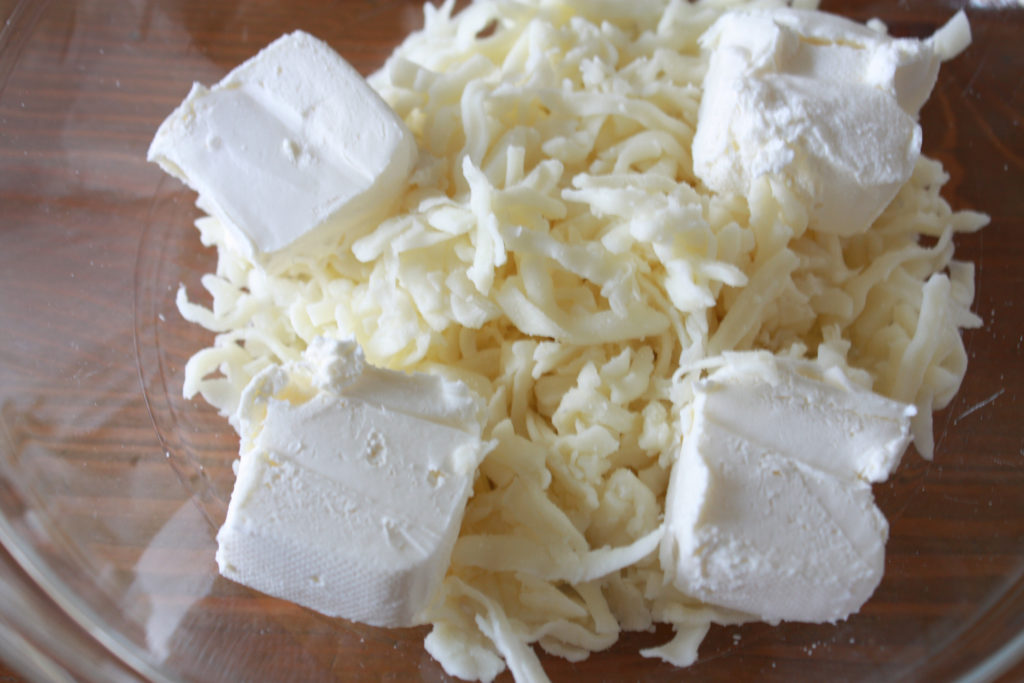mozzarella and cream cheese ready to microwave