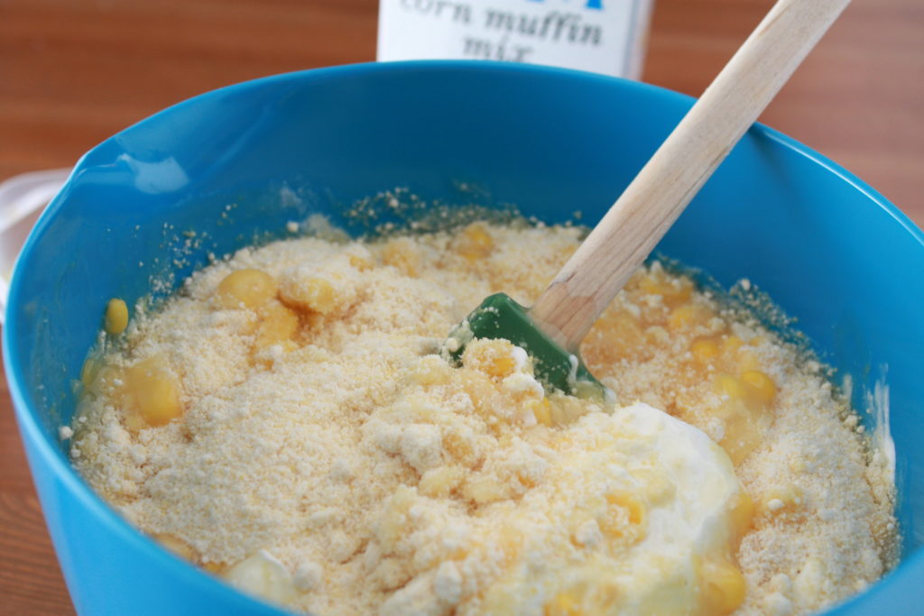 Ingredients in a bowl to be mixed.