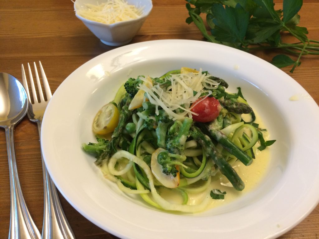 Pasta Primavera Two Ways - Zucchini & Spaghetti Noodles