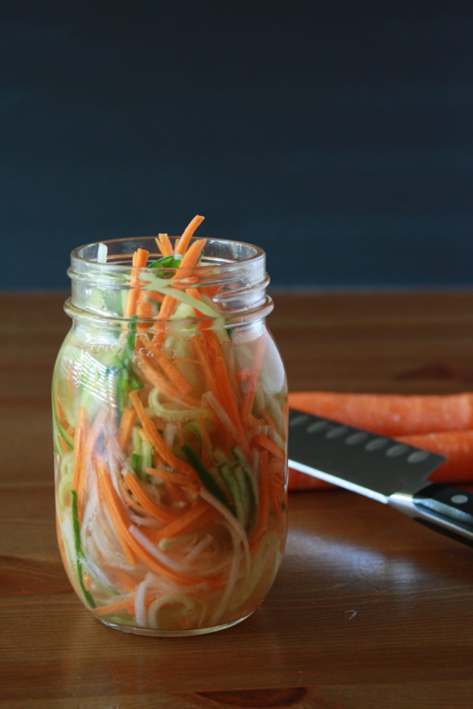 quick pickled vegetables ready in a jar