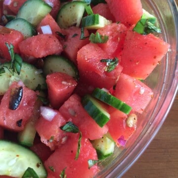 mexican watermelon cucumber salad close up the short order cook