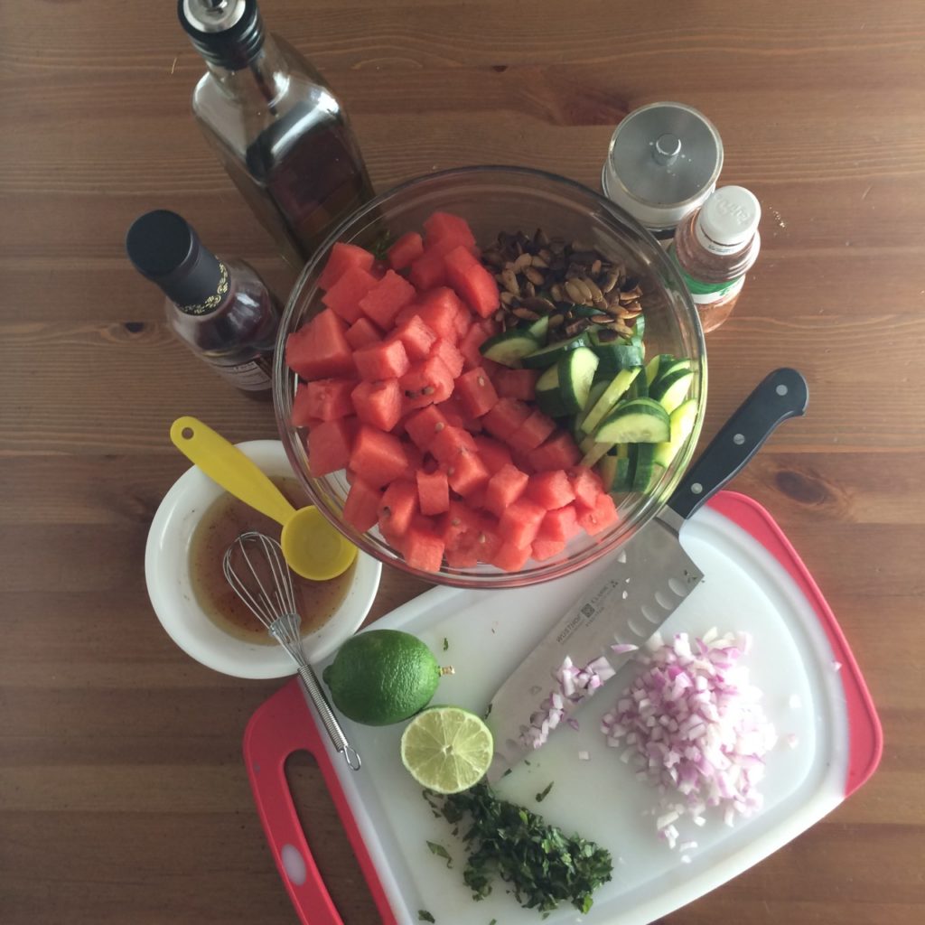 mexican watermelon cucumber salad ready to assemble the short order cook