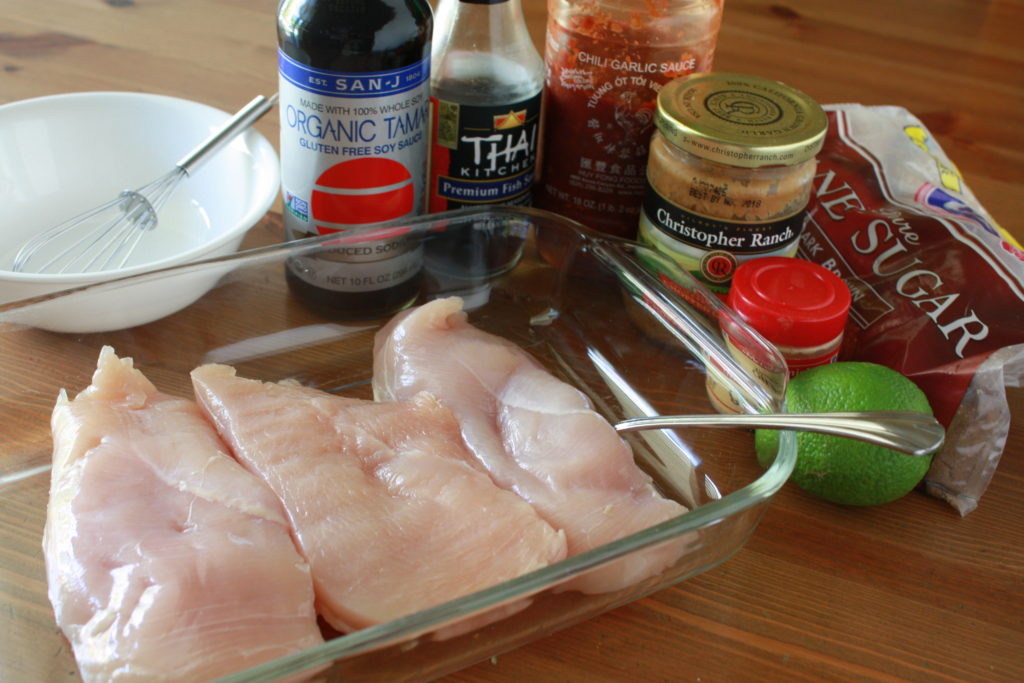 Chicken and marinade ingredients