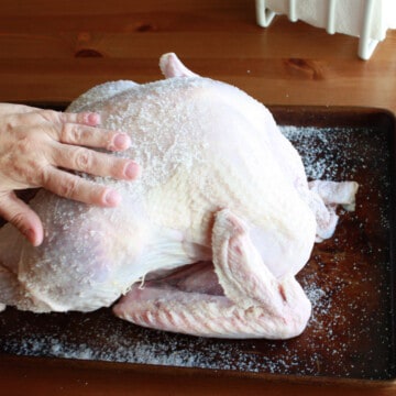 pat salt for dry brine on a turkey.