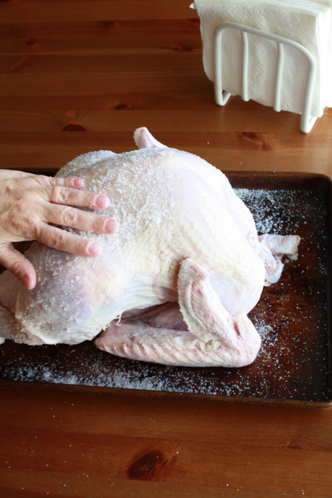 Salt rubbed on the turkey. 