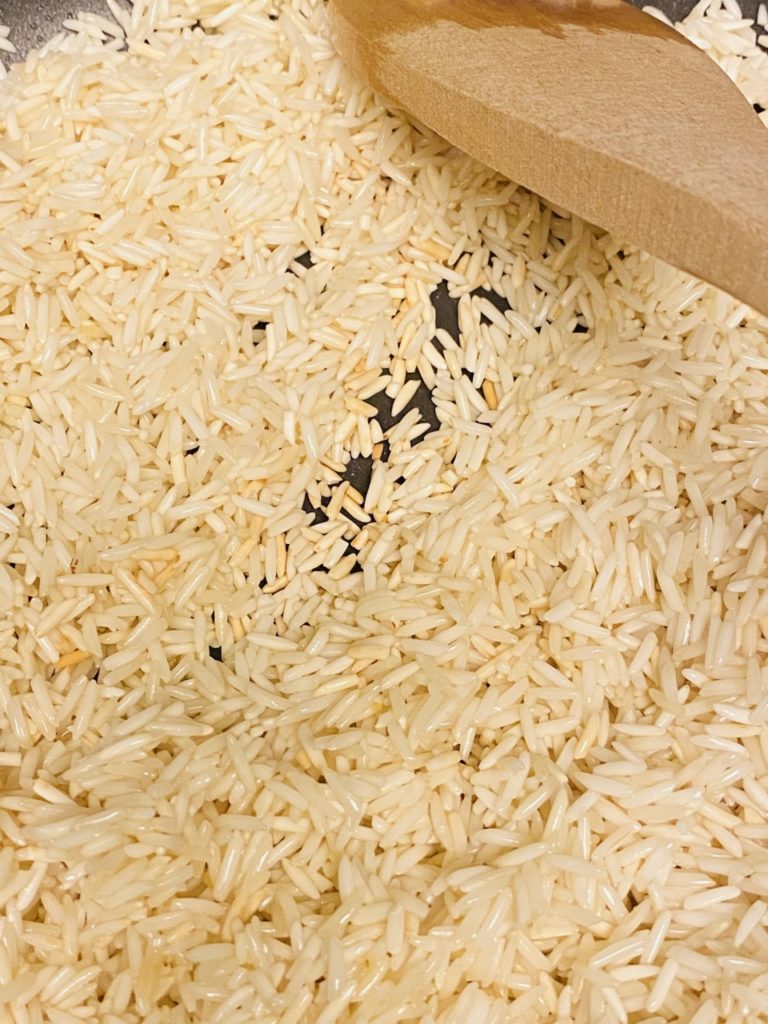 Saute rice in vegetable oil for mexican rice.