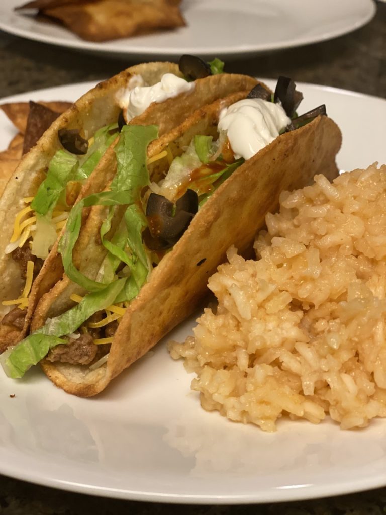 Easy Restaurant Style Mexican Rice and tacos