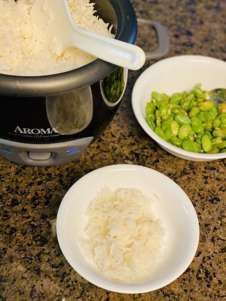 Rice and fava beans prepared