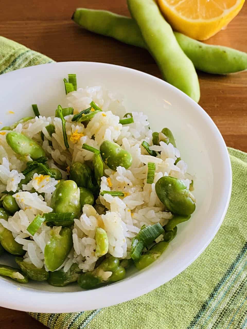 Rice and Fava Beans Salad with Lemon Vinaigrette