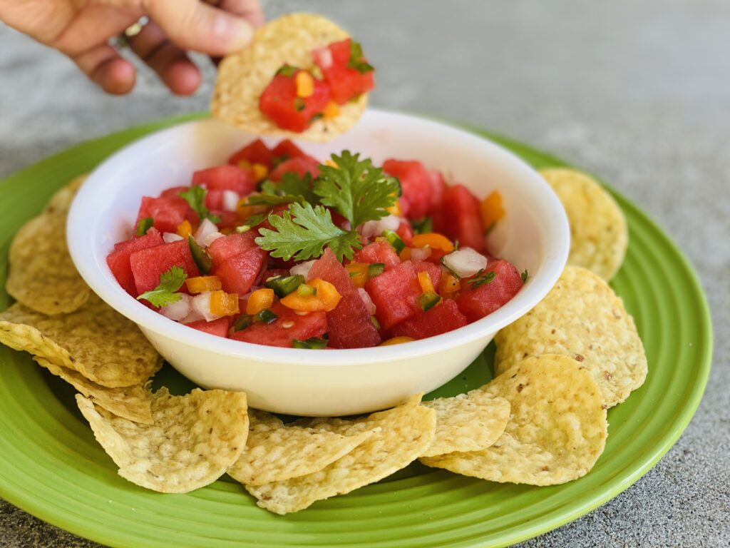 chips and watermelon salsa