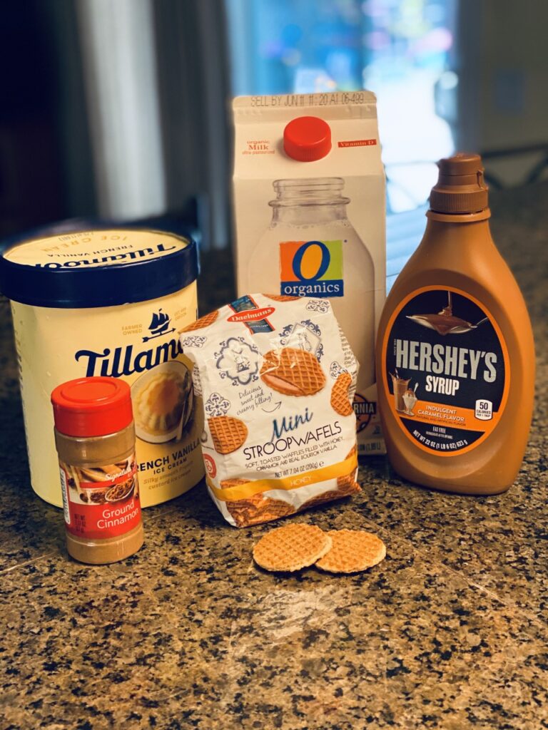 Ingredients for the Stroopwafel Milkshake