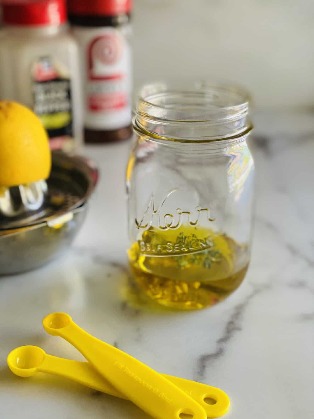 lemon juice in the mason jar.