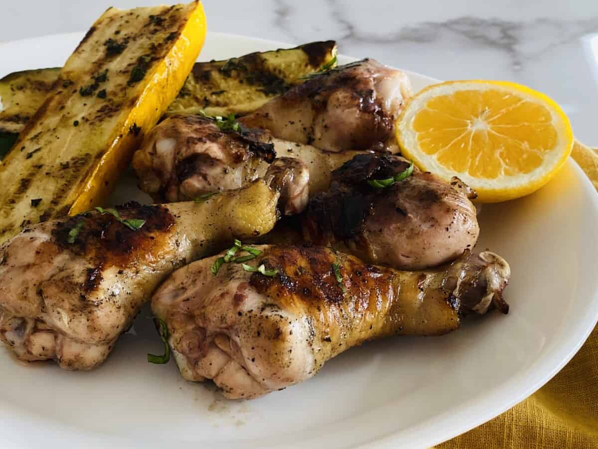 Italian chicken drumsticks with lemon pepper marinade.