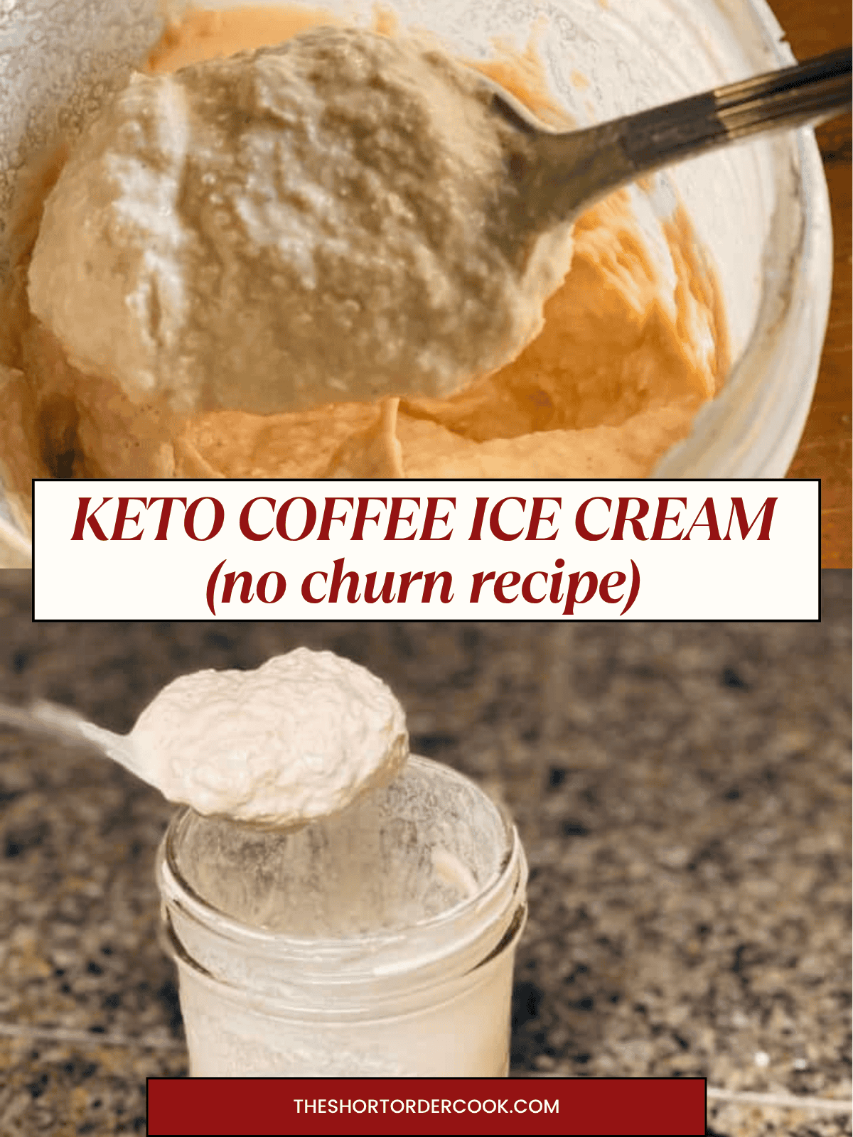 Two photos for keto coffee ice cream.