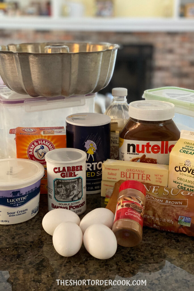 Ingredients for Nutella Swirl Sour Cream Coffee Cake