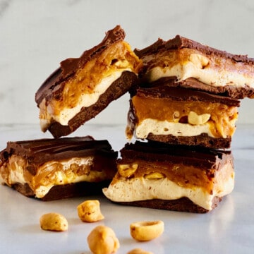 Homemade Snickers Bars featured 5 stack