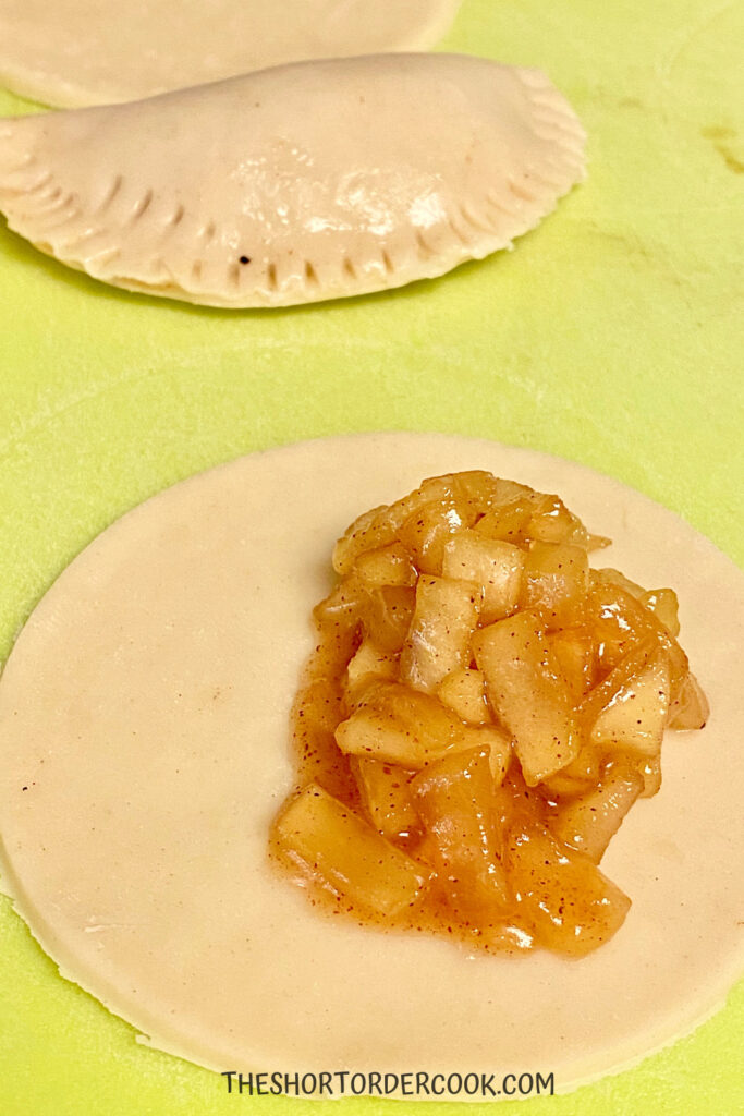 Caramelized Apple Hand Pies filling and ready to seal