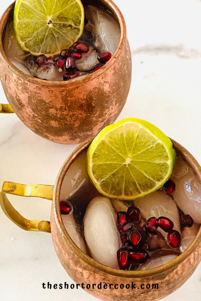 Best Pomegranate Moscow Mule Closeup overhead