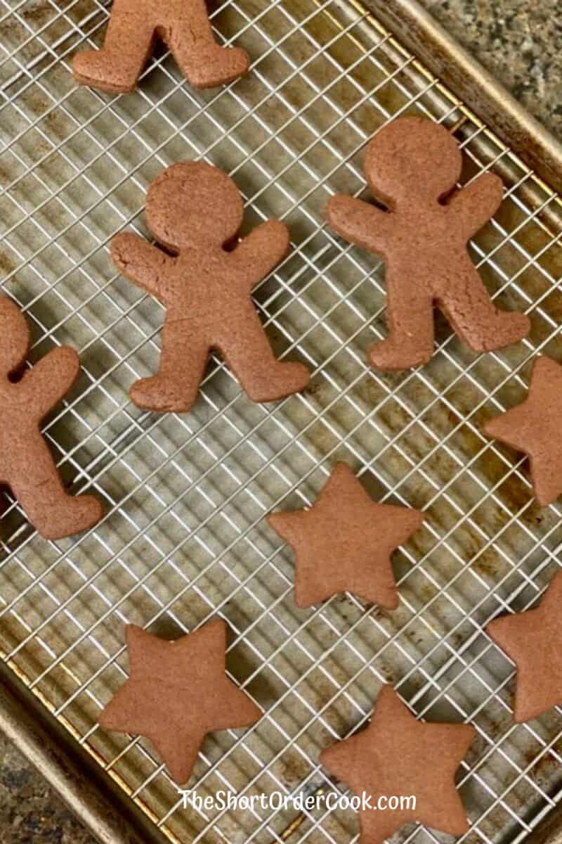 Chocolate Gingerbread Cookies on wire rack cooling
