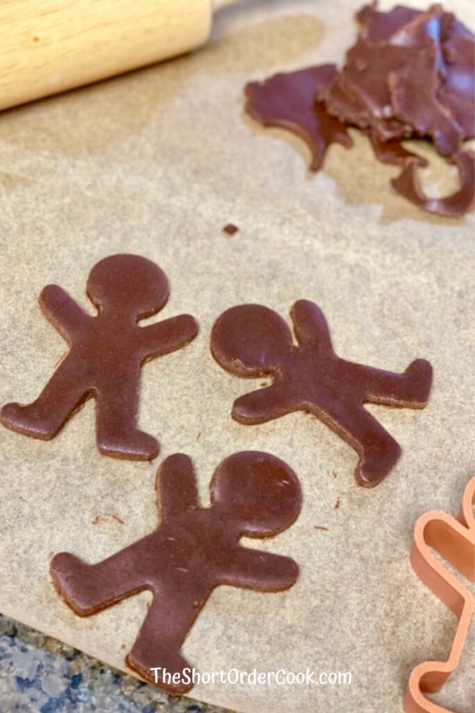 Chocolate Gingerbread Cookies rolled and cut into men