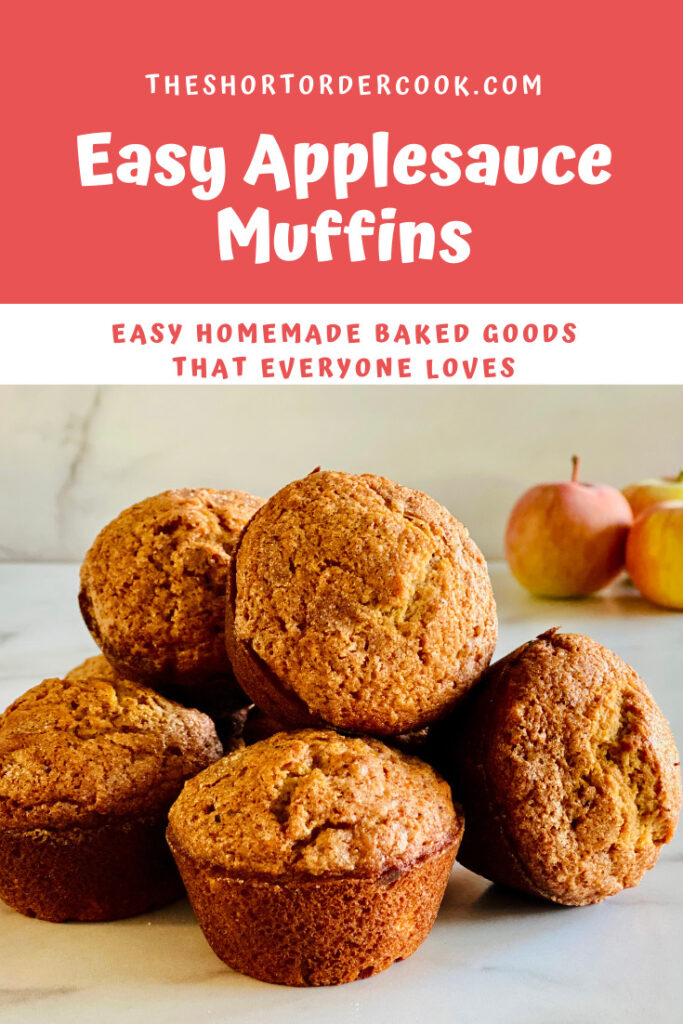 Easy Applesauce Muffins fresh out of the oven stacked up 