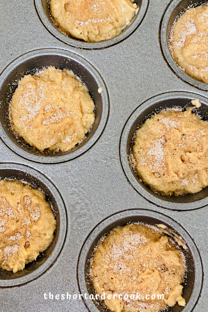 Easy Applesauce Muffins ready to bake in muffin pan