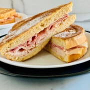 Keto Monte Cristo Sandwich featured two plates