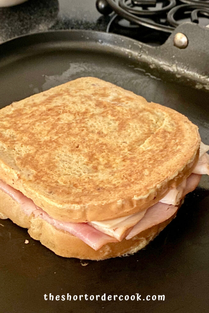 Keto Monte Cristo Sandwich on the flat griddle