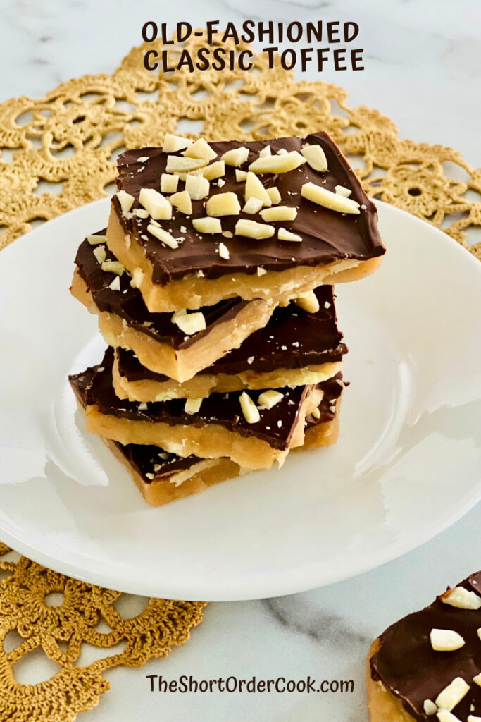 Old-fashioned Classic Toffee plated and stacked