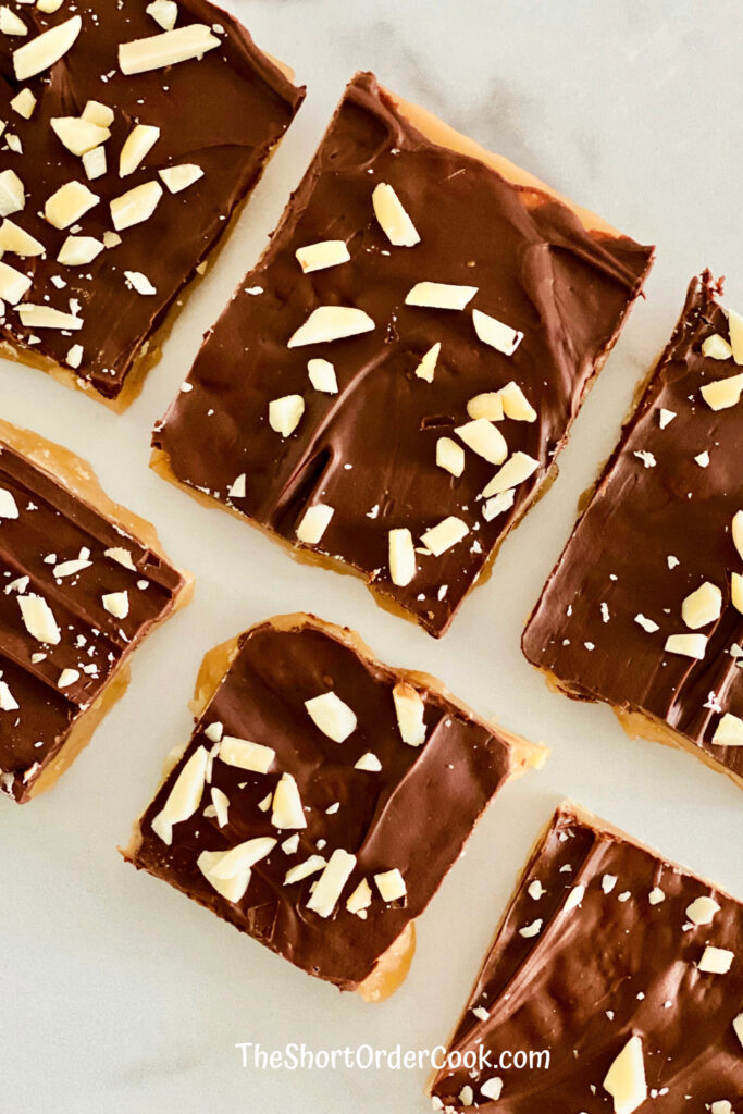 Old-fashioned Classic Toffee broken into squares