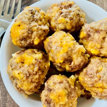 Homemade Low-Carb Sausage Balls featured overhead close up