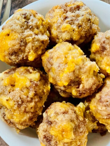 Homemade Low-Carb Sausage Balls featured overhead close up