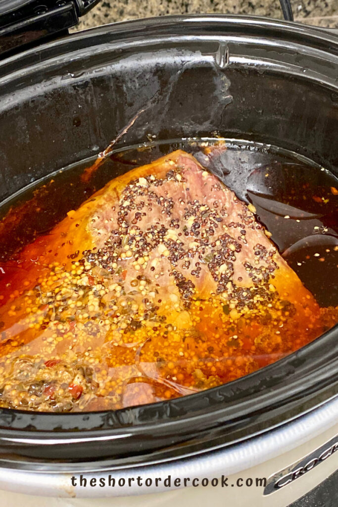 Slow Cooker Corned Beef cooked in crock pot