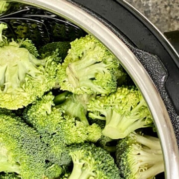 Steamed Broccoli featured in instant pot overhead shot