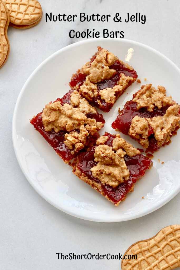 Nutter Butter & Jelly Cookie Bars plated