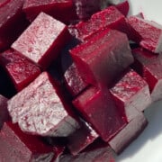 Instant Pot Steamed Whole Beets featured image bowl full of chopped beets ready to cook