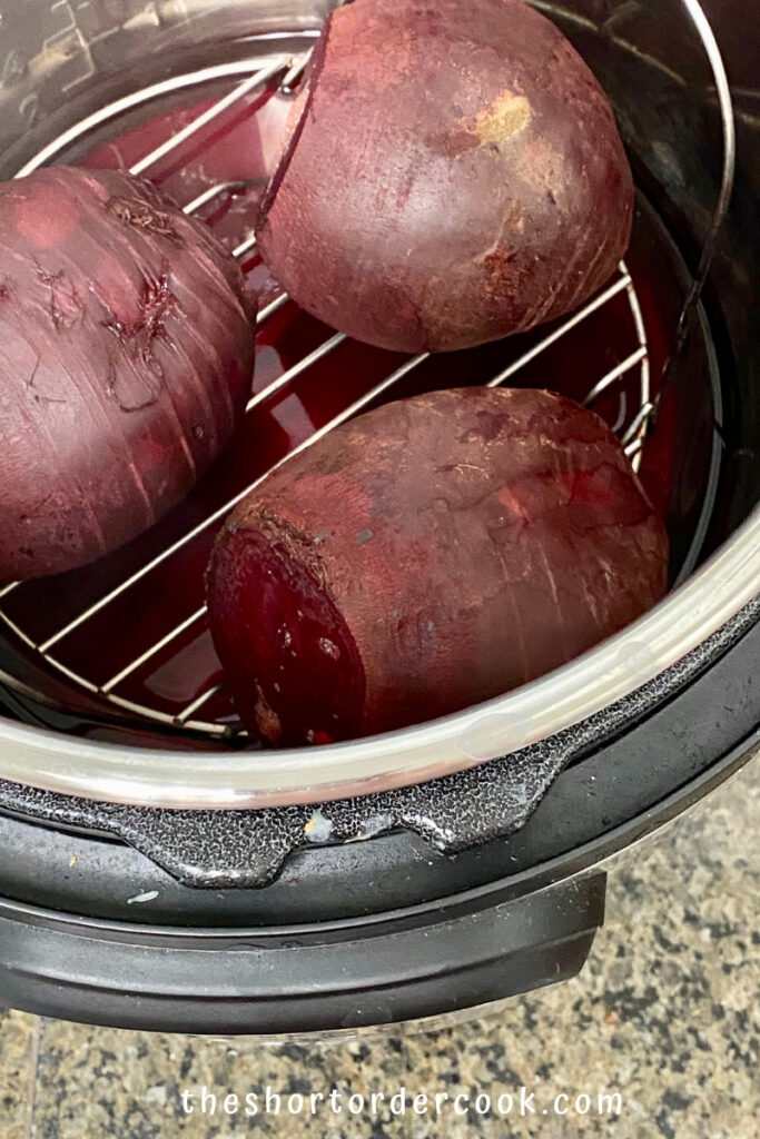 Instant Pot Steamed Whole Beets steamed and ready to peel