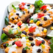 What to Serve with Fajitas Loaded-Mexican-Sweet-Potato-Skins chefsavvy a try with 4 stuffed potato skins ready to eat