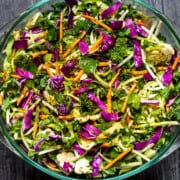 What to Serve with Fajitas Mexican-Cabbage-Slaw-12 flavormosaic overhead images of a big bowl of slaw with all the cabbage and ingredients ready to eat