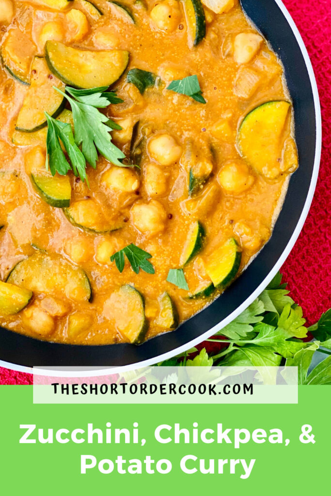 Zucchini, Chickpea, & Potato Curry ready in the pan