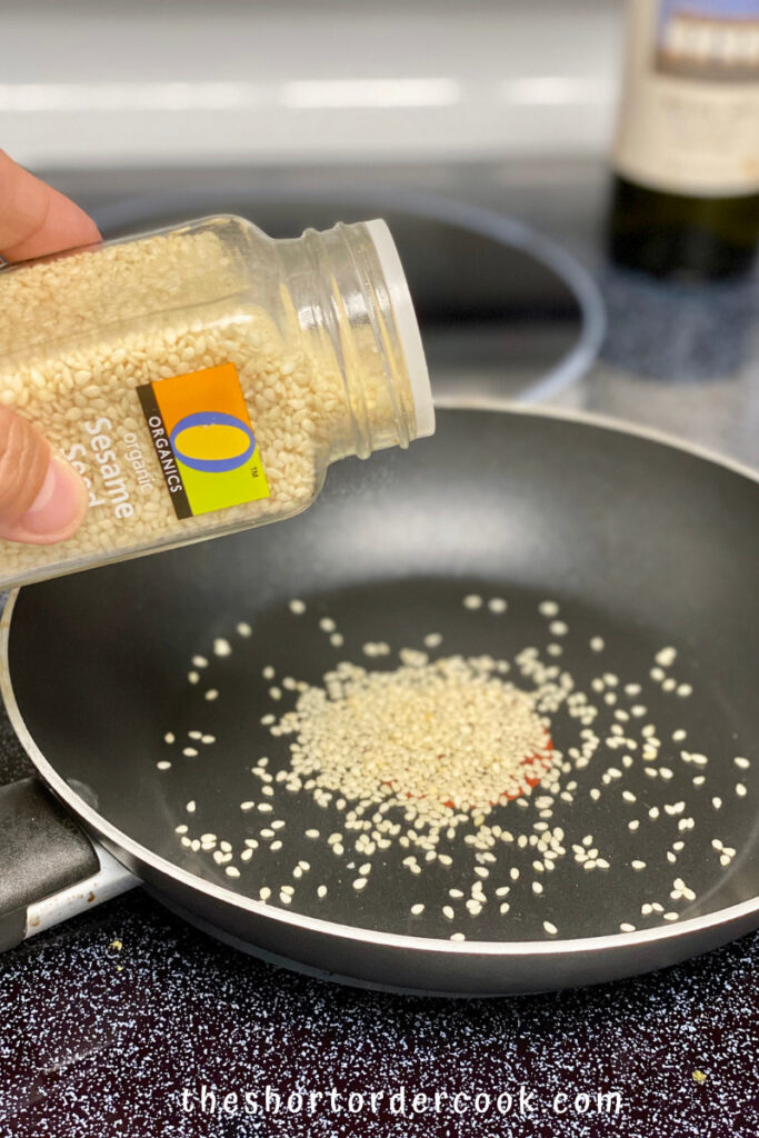 Substitute for Sesame Oil sesame seeds in a saute pan on the stove