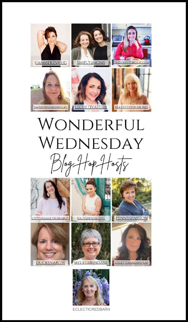 Wonderful Wednesday Blog Hop Host Graphic with all 13 photos