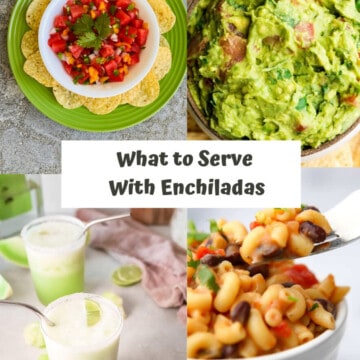 What to Serve With Enchiladas PN1 4 recipe images for guacamole, watermelon salsa, honeydew margarita and mexican vegan mac & cheese
