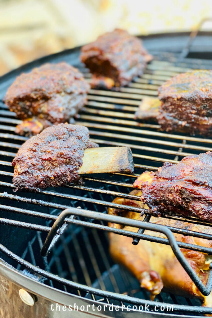 Smoked Beef Short Ribs cooked on the grate in the smoker