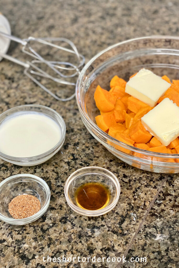Whipped Sweet Potatoes ready to whip butter and potatoes together