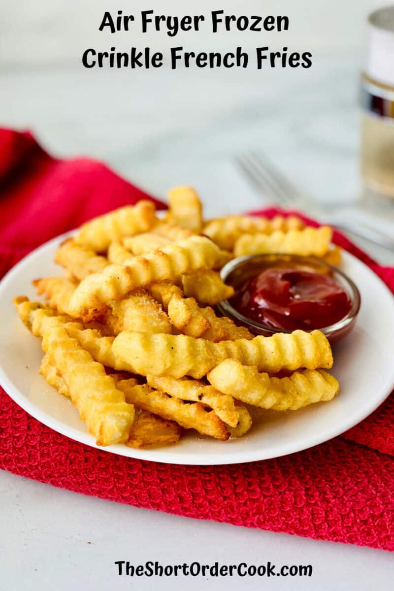 Air Fryer Frozen Crinkle French Fries PN1 plated fries with ketchup