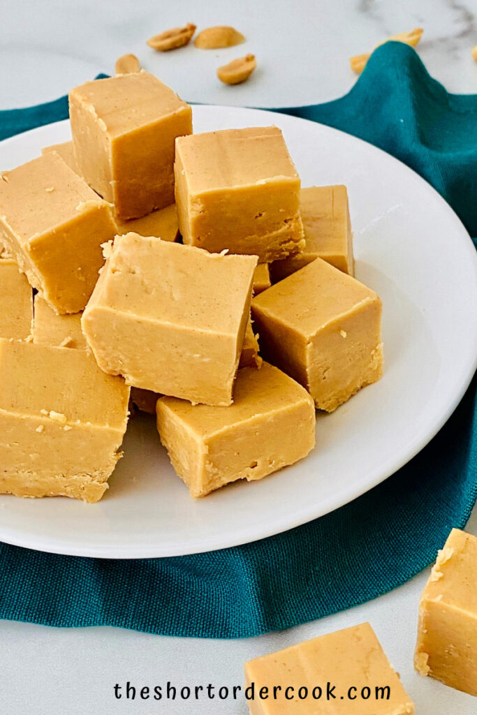 Easy Old-Fashioned Peanut Butter Fudge plated and ready to eat