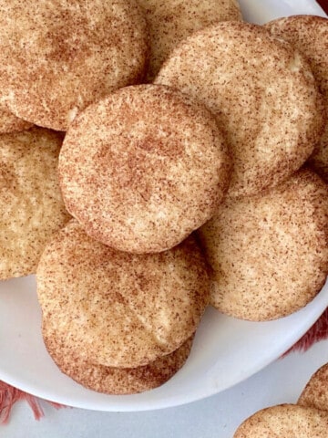 Snickerdoodles without Cream of Tartar featured overhead of plate and a few on the counter