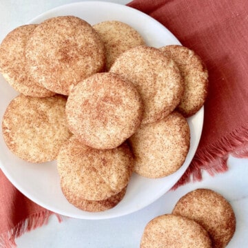 Snickerdoodles without Cream of Tartar recipe card plate full of cookies