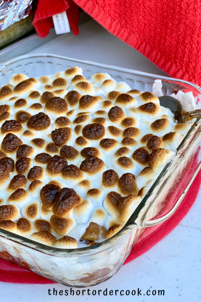 Sweet Potato Marshmallow Casserole ready to serve hot from the oven